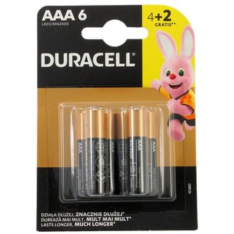 Duracell Basic AAA alkáli elem, 6 db