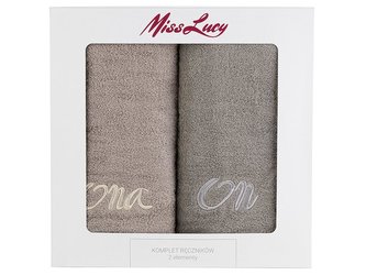 RUČNÍKY MISS LUCY 2KS 70X140CM ON/ONA; HNĚDÉ